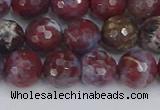 CAG9905 15.5 inches 8mm faceted round red lightning agate beads