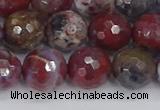 CAG9906 15.5 inches 10mm faceted round red lightning agate beads