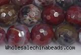 CAG9907 15.5 inches 12mm faceted round red lightning agate beads