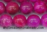 CAG9928 15.5 inches 12mm round fuchsia crazy lace agate beads