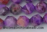 CAG9947 15.5 inches 10mm faceted nuggets purple crazy lace agate beads