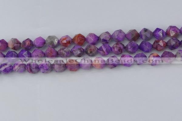 CAG9947 15.5 inches 10mm faceted nuggets purple crazy lace agate beads