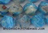 CAG9960 15.5 inches 12mm faceted nuggets blue crazy lace agate beads