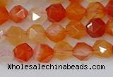 CAG9975 15.5 inches 6mm faceted nuggets red agate beads