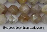 CAG9994 15.5 inches 8mm faceted nuggets ocean fossil agate beads