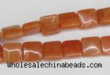 CAJ154 15.5 inches 10*10mm square red aventurine jade beads