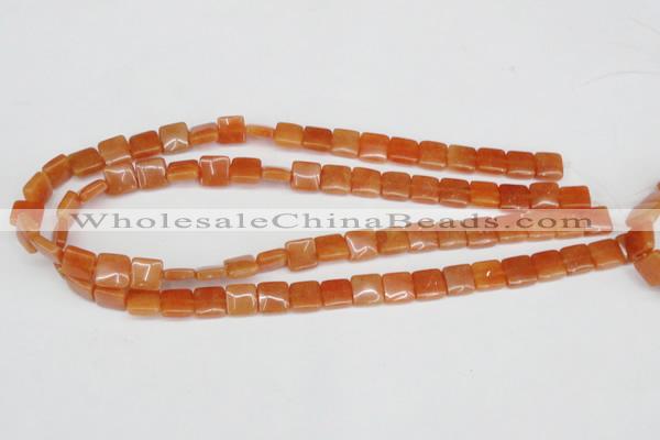 CAJ154 15.5 inches 10*10mm square red aventurine jade beads