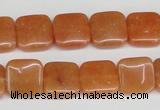 CAJ155 15.5 inches 12*12mm square red aventurine jade beads