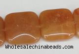 CAJ157 15.5 inches 25*25mm square red aventurine jade beads