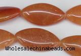 CAJ165 15.5 inches 15*30mm marquise red aventurine jade beads