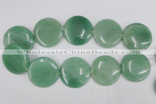 CAJ306 15.5 inches 40mm flat round green aventurine jade beads