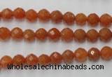 CAJ361 15.5 inches 6mm faceted round red aventurine beads wholesale