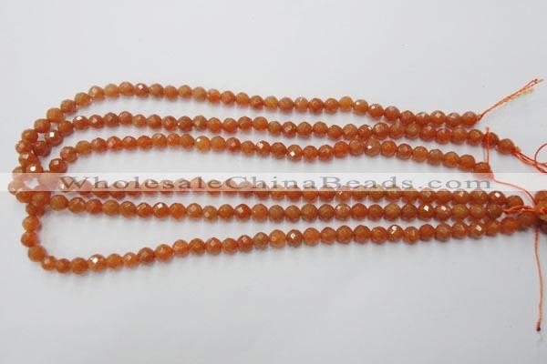 CAJ361 15.5 inches 6mm faceted round red aventurine beads wholesale