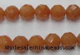 CAJ363 15.5 inches 10mm faceted round red aventurine beads wholesale