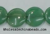 CAJ55 15.5 inches 20mm flat round green aventurine jade beads wholesale