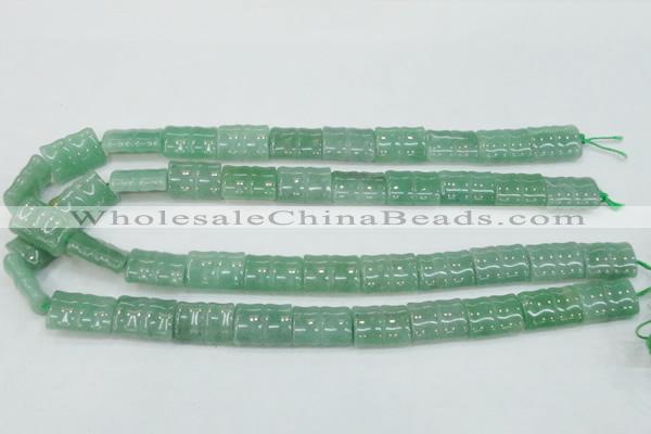 CAJ59 15.5 inches 13*18mm flat bamboo green aventurine jade beads