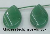 CAJ62 Top-drilled 22*30mm twisted teadrop green aventurine jade beads