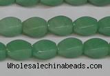 CAJ665 15.5 inches 8*12mm twisted rice green aventurine beads