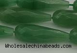 CAJ708 15.5 inches 10*30mm faceted teardrop green aventurine beads