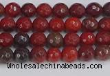 CAJ758 15.5 inches 4mm faceted round apple jasper beads