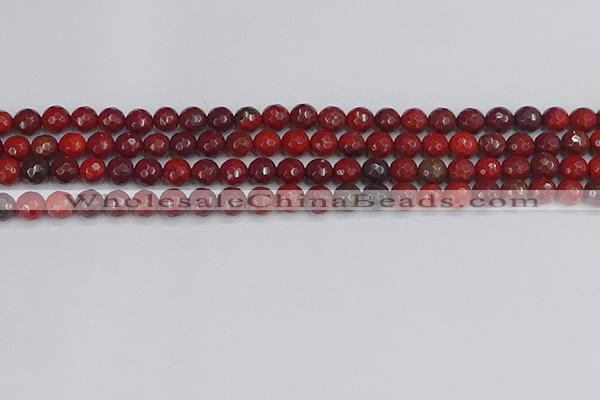 CAJ759 15.5 inches 6mm faceted round apple jasper beads