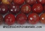 CAJ761 15.5 inches 10mm faceted round apple jasper beads