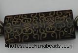 CAL09 14.5 inches 25*55mm carved rectangle agalmatolite beads