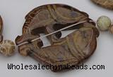 CAL30 14.5 inches 54*56mm carved fish agalmatolite beads