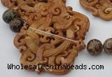 CAL33 14.5 inches 60*70mm carved agalmatolite beads