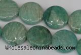 CAM1019 15.5 inches 18mm flat round natural Russian amazonite beads