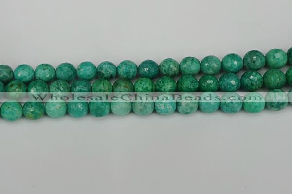 CAM1404 15.5 inches 12mm faceted round Russian amazonite beads