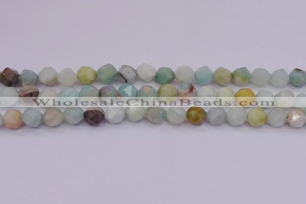 CAM1413 15.5 inches 10mm faceted nuggets amazonite gemstone beads