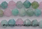 CAM1441 15.5 inches 6mm faceted nuggets amazonite & rose quartz beads