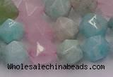 CAM1444 15.5 inches 12mm faceted nuggets amazonite & rose quartz beads