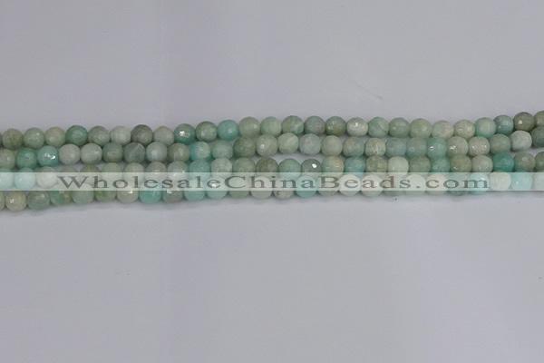 CAM1450 15.5 inches 4mm faceted round amazonite gemstone beads