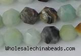 CAM1467 15.5 inches 8mm faceted nuggets black amazonite beads