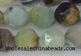 CAM1469 15.5 inches 12mm faceted nuggets black amazonite beads