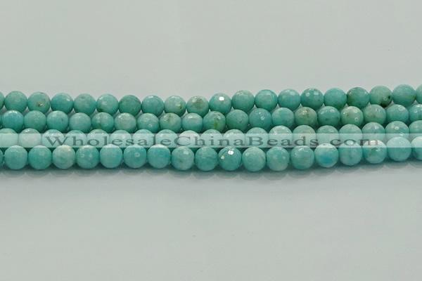 CAM1522 15.5 inches 8mm faceted round natural peru amazonite beads