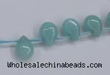 CAM154 8*12mm top-drilled flat teardrop amazonite gemstone beads