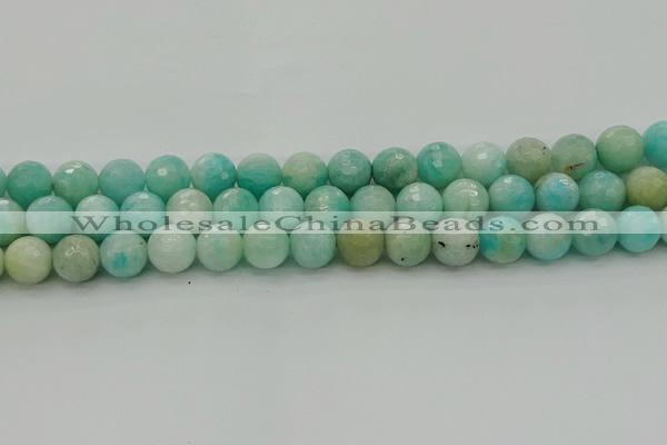 CAM1563 15.5 inches 10mm faceted round Russian amazonite beads