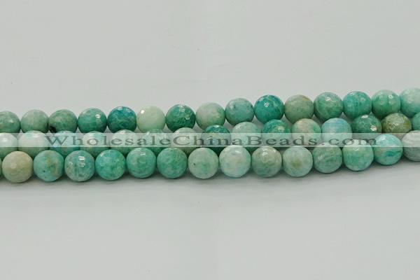 CAM1583 15.5 inches 10mm faceted round Russian amazonite beads