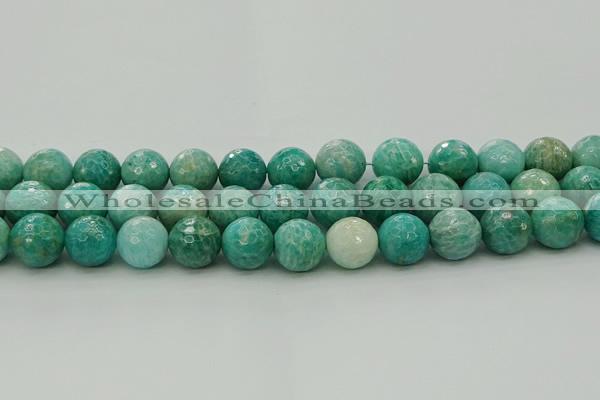 CAM1585 15.5 inches 14mm faceted round Russian amazonite beads