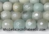 CAM1750 15 inches 6mm faceted round AB-color amazonite beads