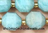 CAM1760 15 inches 9*10mm faceted amazonite beads wholesale