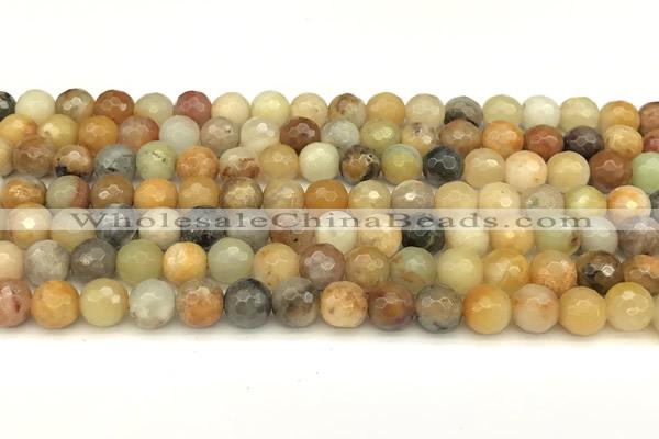 CAM1775 15 inches 6mm faceted round yellow amazonite beads