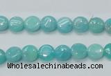 CAM300 15.5 inches 8mm flat round natural peru amazonite beads