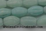 CAM360 15.5 inches 10*15mm carved rice amazonite gemstone beads