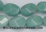 CAM411 15.5 inches 13*18mm wavy oval natural russian amazonite beads