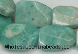 CAM413 18*25mm faceted & twisted rectangle natural russian amazonite beads