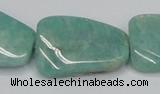 CAM415 22*30mm twisted rectangle natural russian amazonite beads